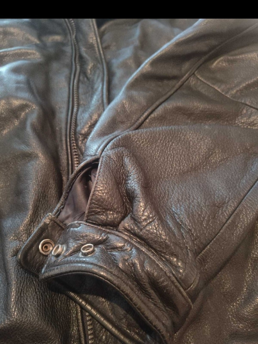 Vintage Danier Black Leather Men's Zip Jacket - Picture 3 of 9